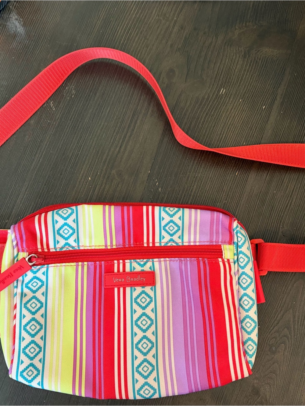 Vera Bradley Red Multi-Stripe Crossbody Pouch